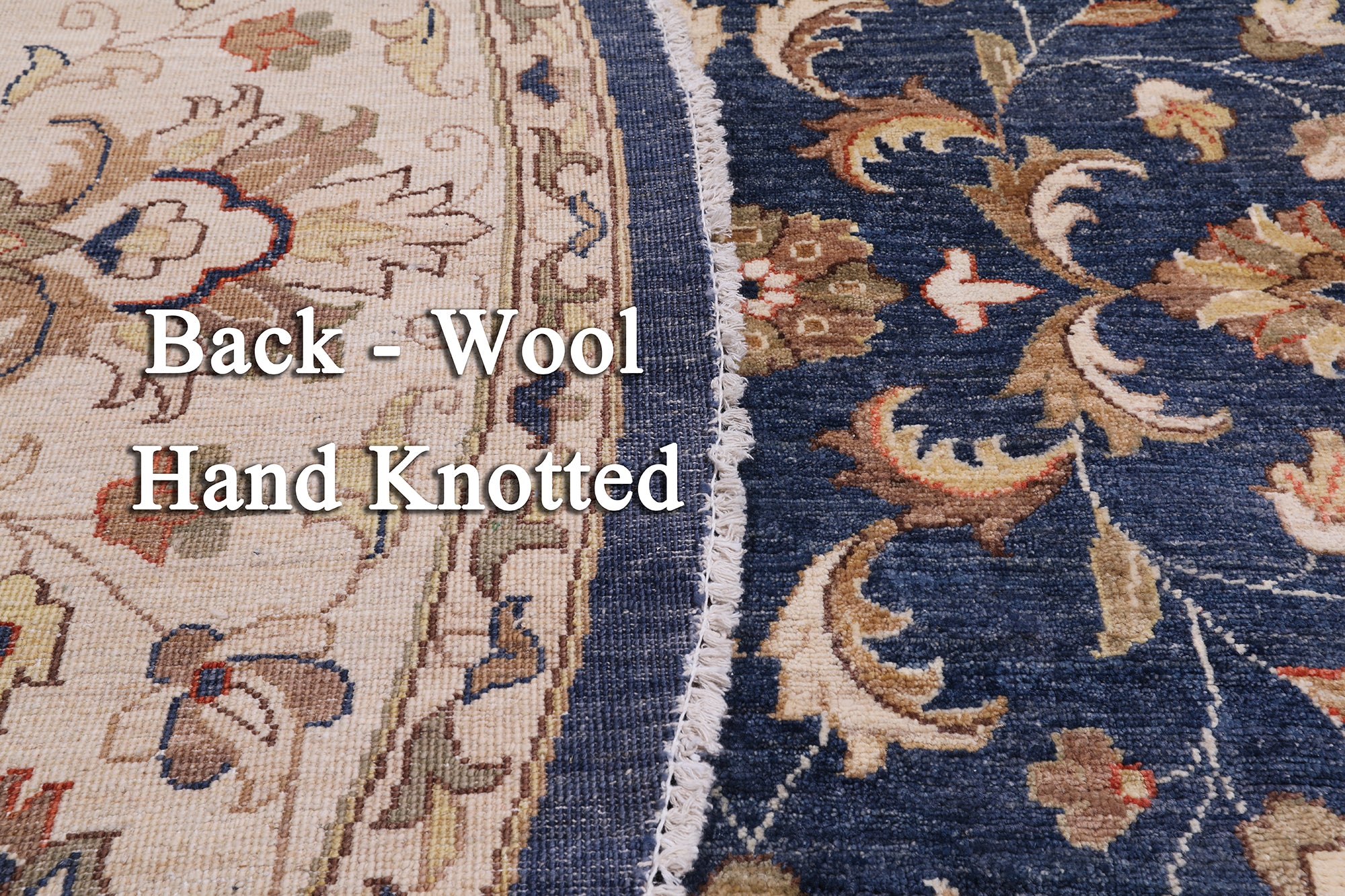 Blue Round Peshawar Hand Knotted Wool Rug - 10' 0" X 10' 0"