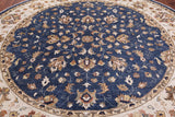Blue Round Peshawar Hand Knotted Wool Rug - 10' 0" X 10' 0"