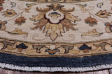 Blue Round Peshawar Hand Knotted Wool Rug - 10' 0" X 10' 0"
