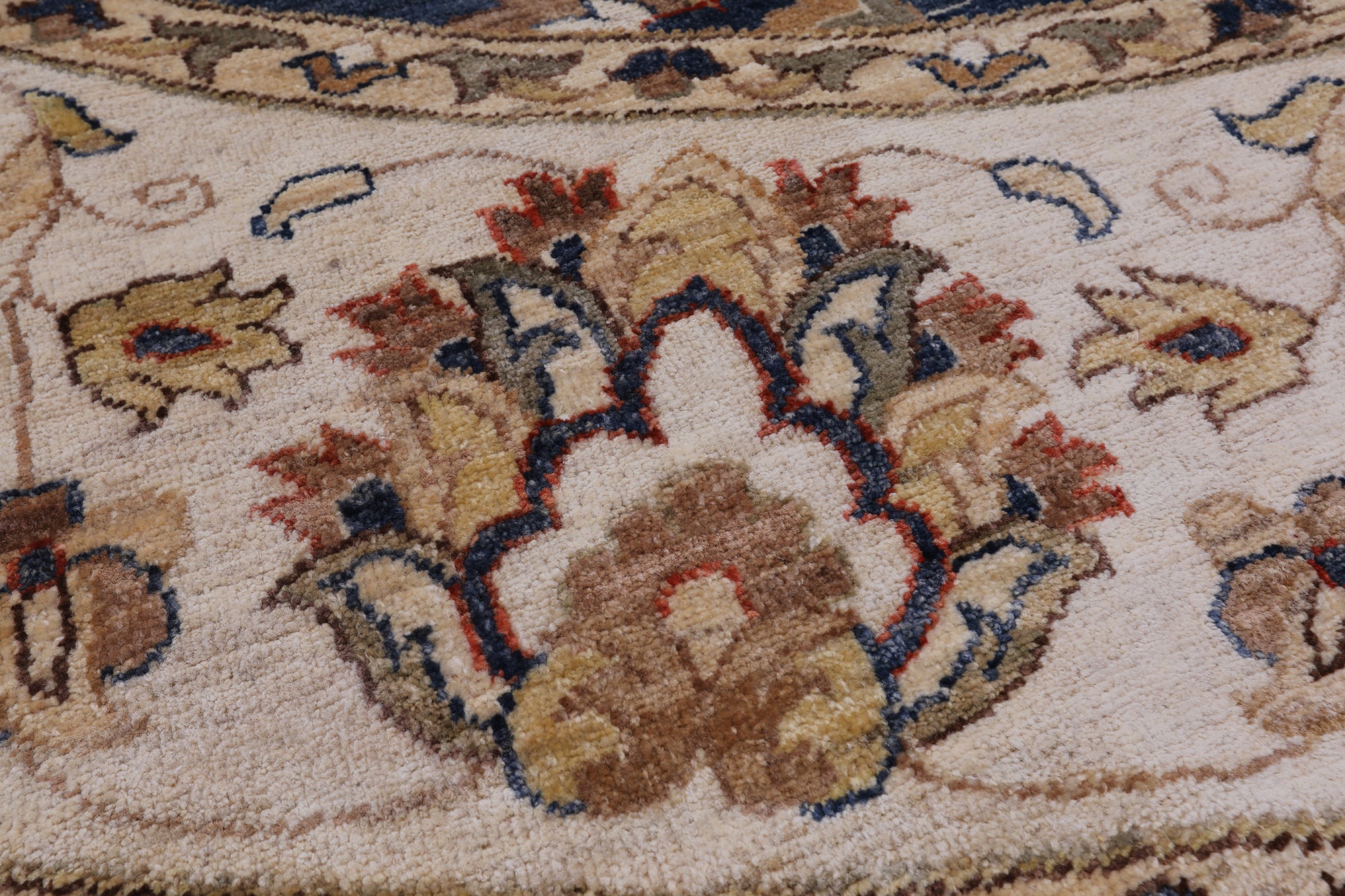 Blue Round Peshawar Hand Knotted Wool Rug - 10' 0" X 10' 0"