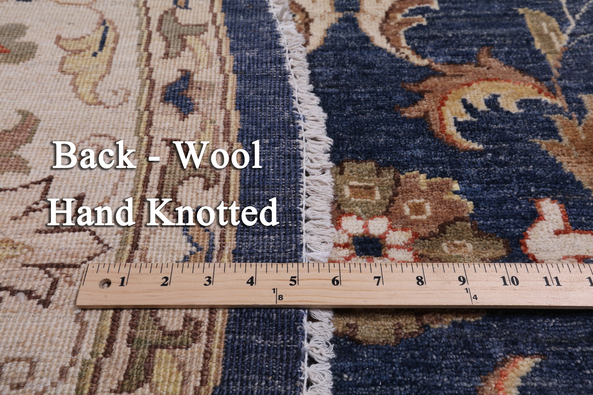 Blue Round Peshawar Hand Knotted Wool Rug - 10' 0" X 10' 0"