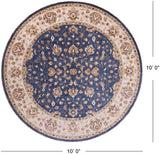 Blue Round Peshawar Hand Knotted Wool Rug - 10' 0" X 10' 0"