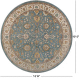 Blue Round Peshawar Handmade Wool Rug - 10' 0" X 10' 0"