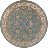 Blue Round Peshawar Handmade Wool Rug - 10' 0" X 10' 0"