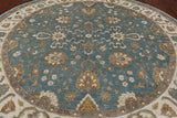Blue Round Peshawar Handmade Wool Rug - 10' 0" X 10' 0"