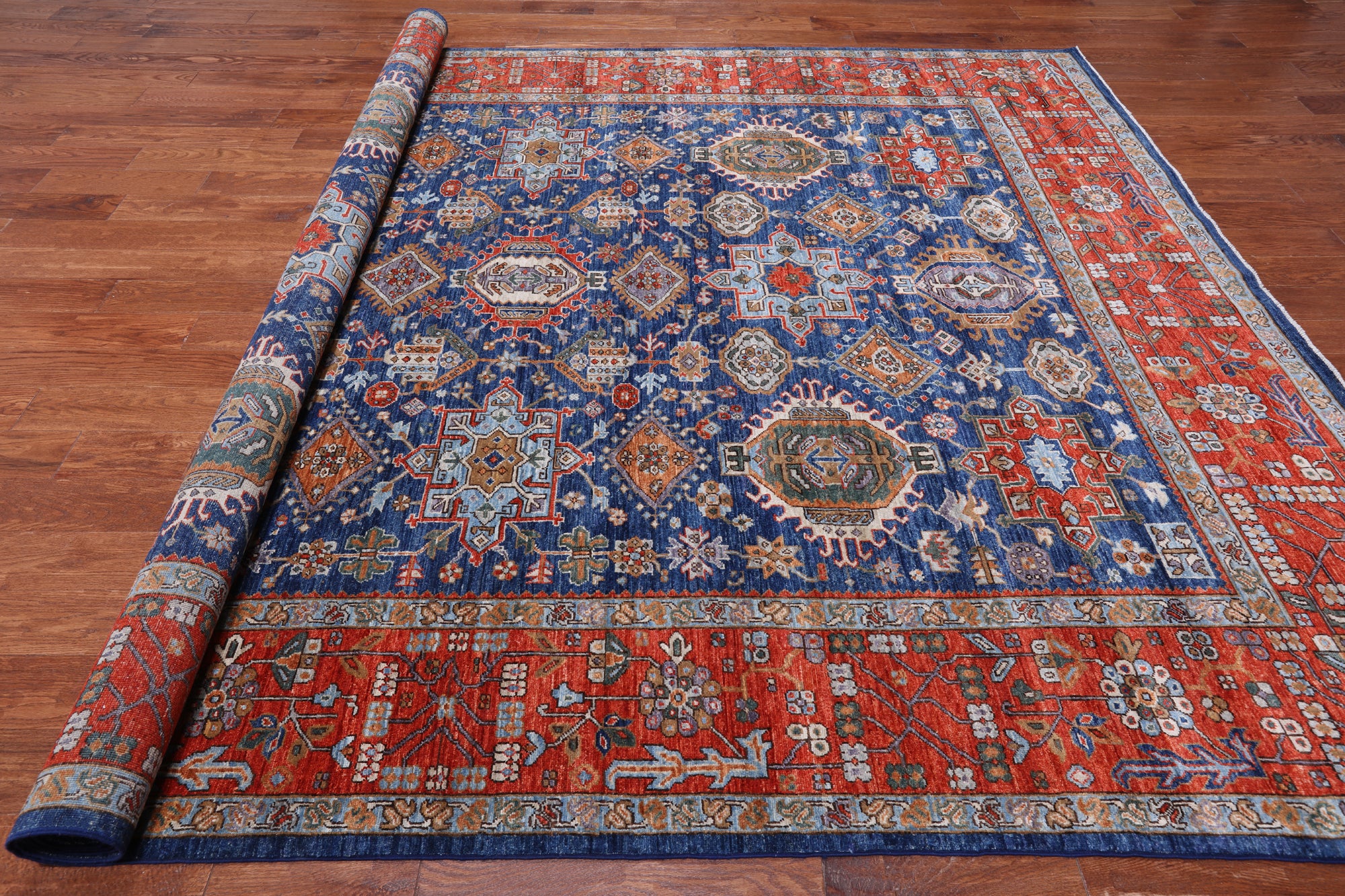 Persian Fine Serapi Hand-Knotted Wool Rug - 8' 10" X 12' 0"