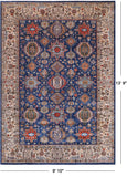 Blue Persian Fine Serapi Hand Knotted Wool Rug - 9' 10" X 13' 9"