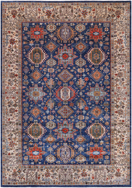Blue Persian Fine Serapi Hand Knotted Wool Rug - 9' 10" X 13' 9"