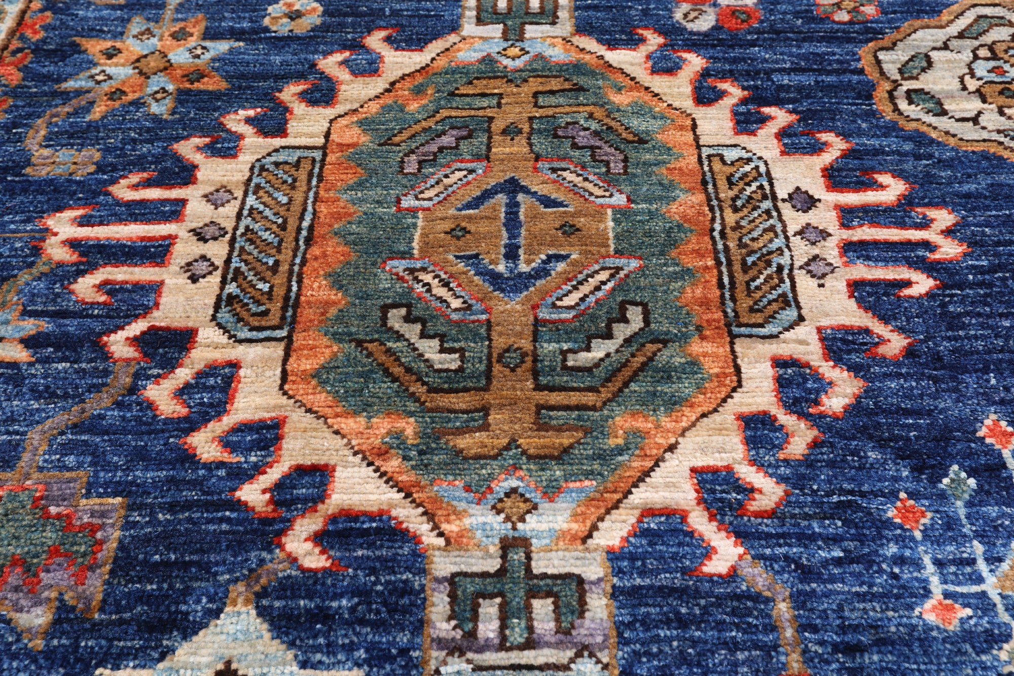 Blue Persian Fine Serapi Hand Knotted Wool Rug - 9' 10" X 13' 9"