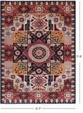 Blue Geometric Persian Mamluk Handmade Wool Rug - 5' 7" X 7' 9"