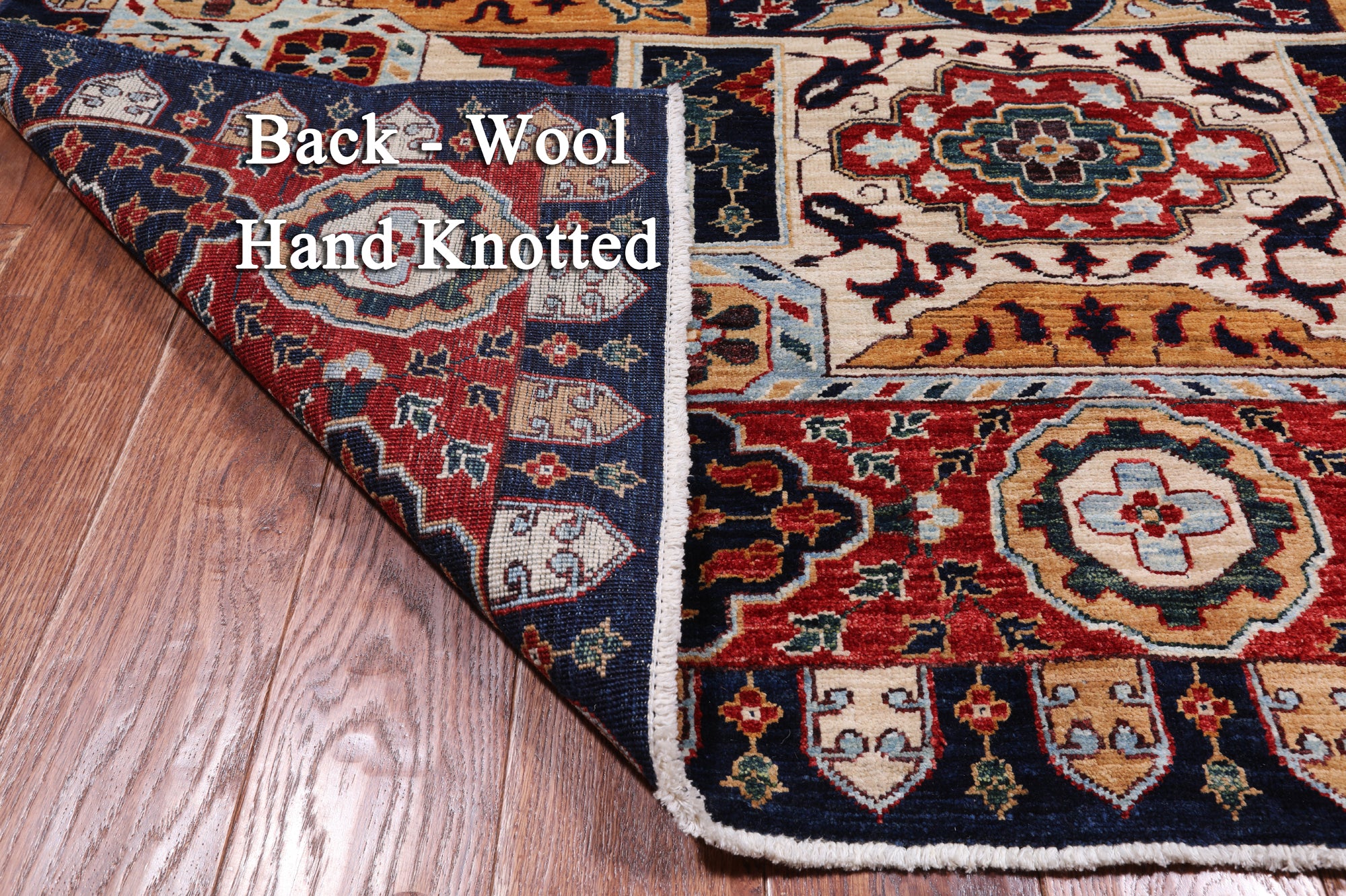 Blue Geometric Persian Mamluk Handmade Wool Rug - 5' 7" X 7' 9"