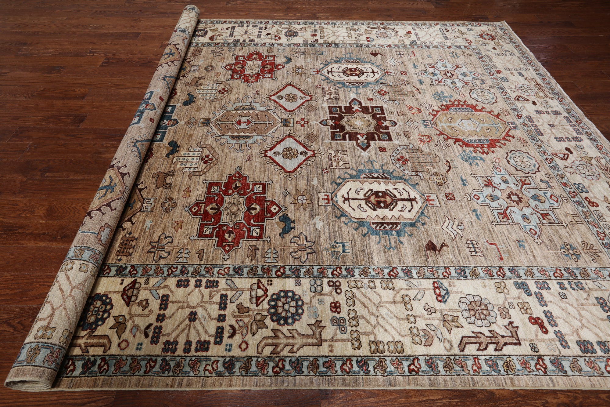 Persian Fine Serapi Handmade Wool Rug - 8' 10" X 12' 0"