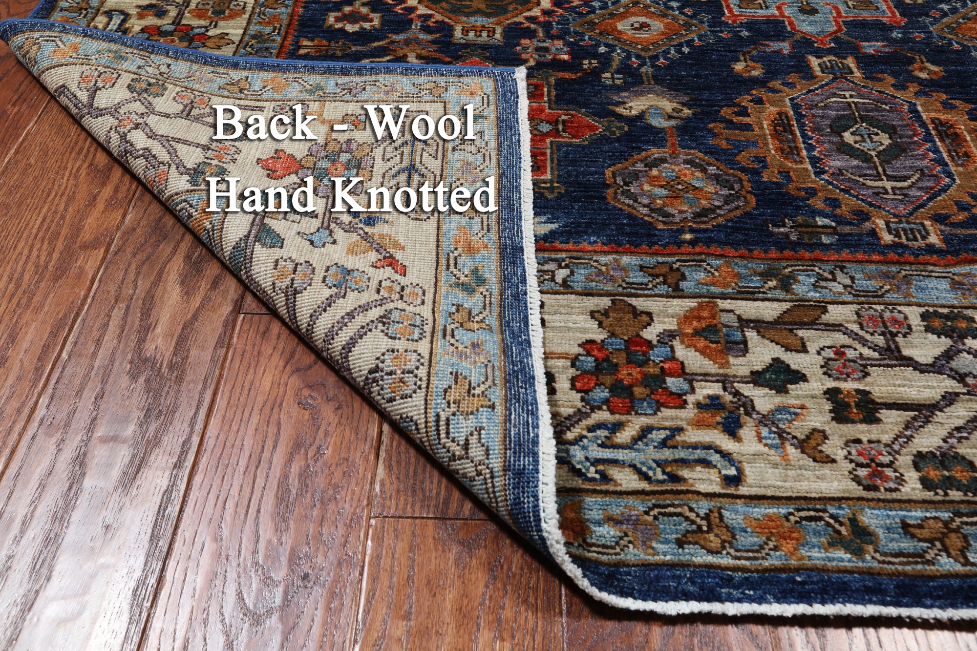Blue Persian Fine Serapi Handmade Wool Rug - 6' 0" X 8' 10"