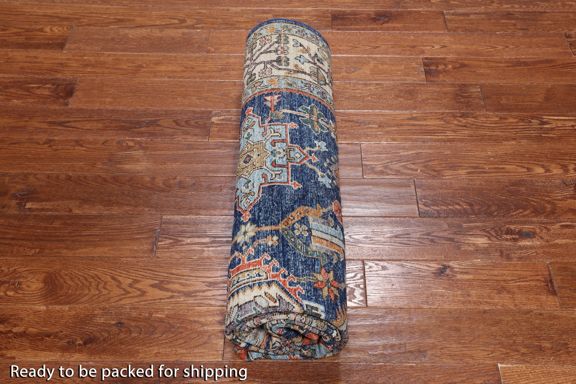 Blue Persian Fine Serapi Handmade Wool Rug - 6' 0" X 8' 10"