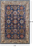 Blue Persian Fine Serapi Handmade Wool Rug - 6' 0" X 8' 10"