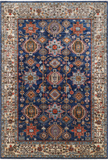 Blue Persian Fine Serapi Handmade Wool Rug - 6' 0" X 8' 10"