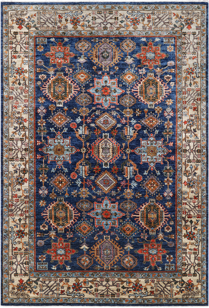 Blue Persian Fine Serapi Handmade Wool Rug - 6' 0" X 8' 10"