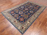 Blue Persian Fine Serapi Handmade Wool Rug - 6' 0" X 8' 10"