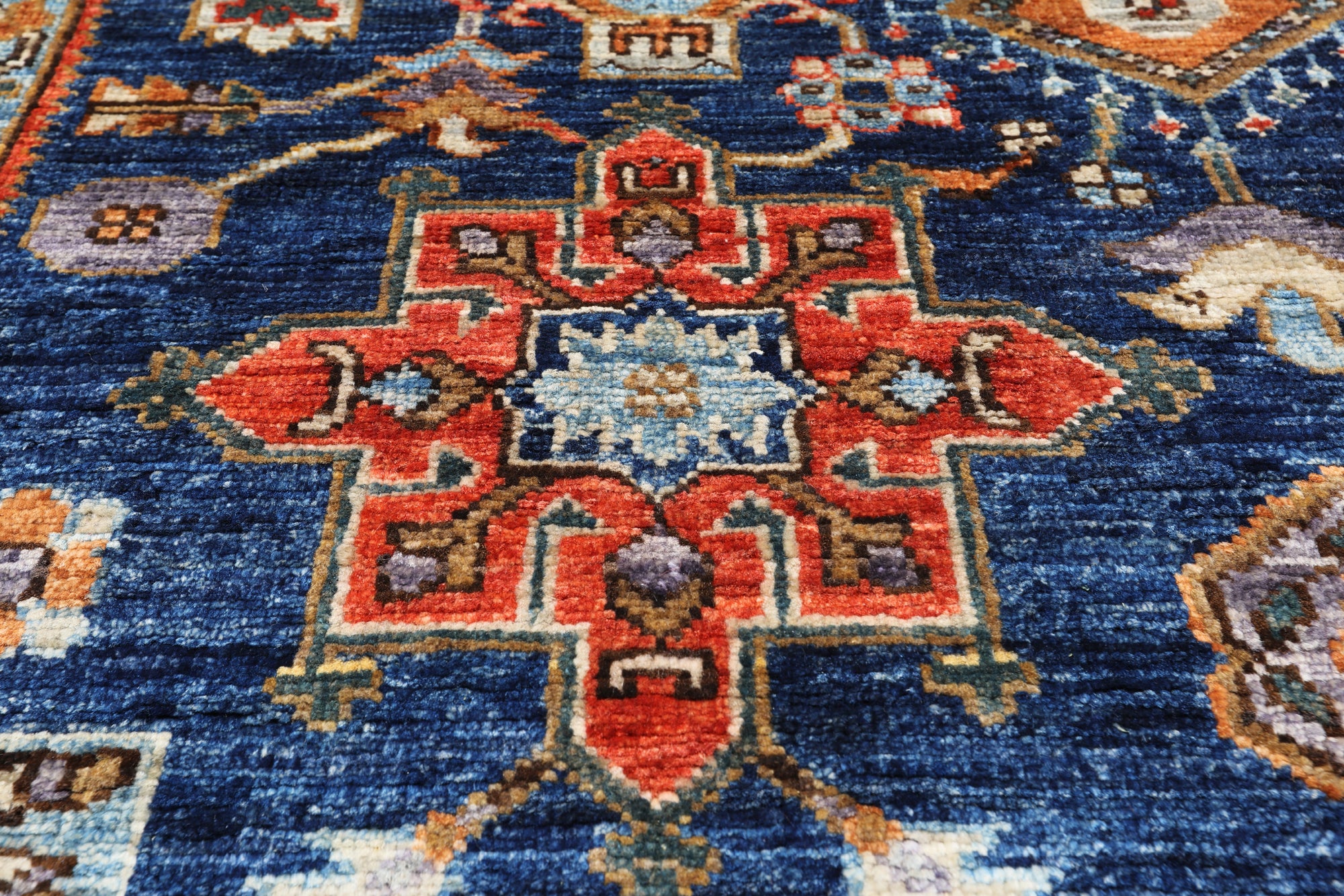 Blue Persian Fine Serapi Handmade Wool Rug - 6' 0" X 8' 10"