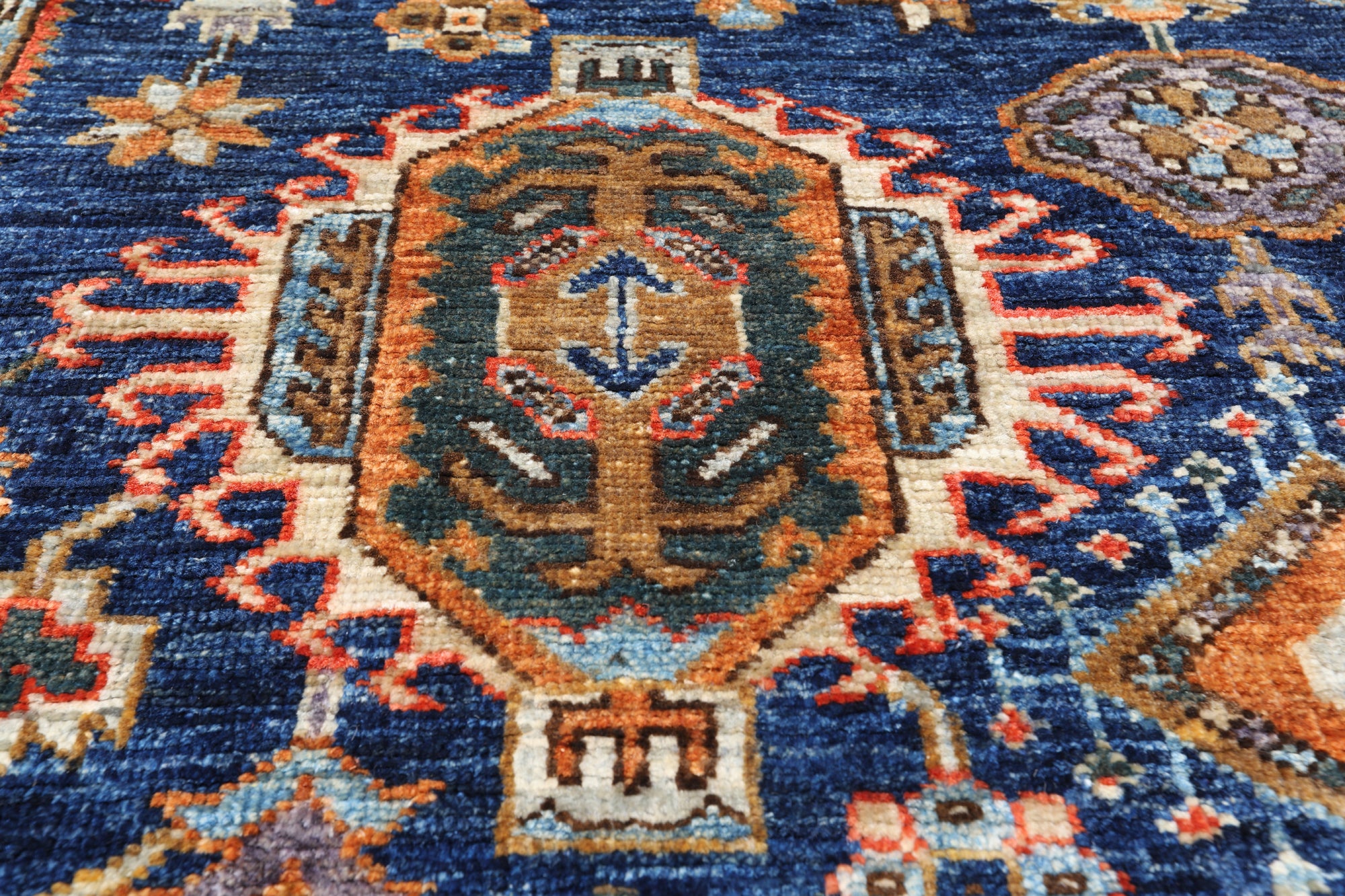 Blue Persian Fine Serapi Handmade Wool Rug - 6' 0" X 8' 10"