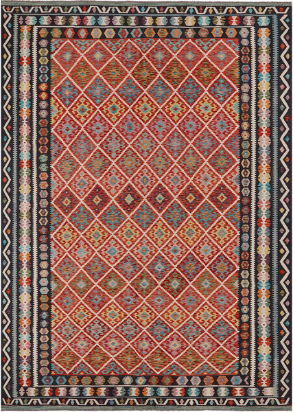 SUPER SALE Reversible Kilim Flat Weave Wool On Wool Rug - 8' 4" X 11' 6"