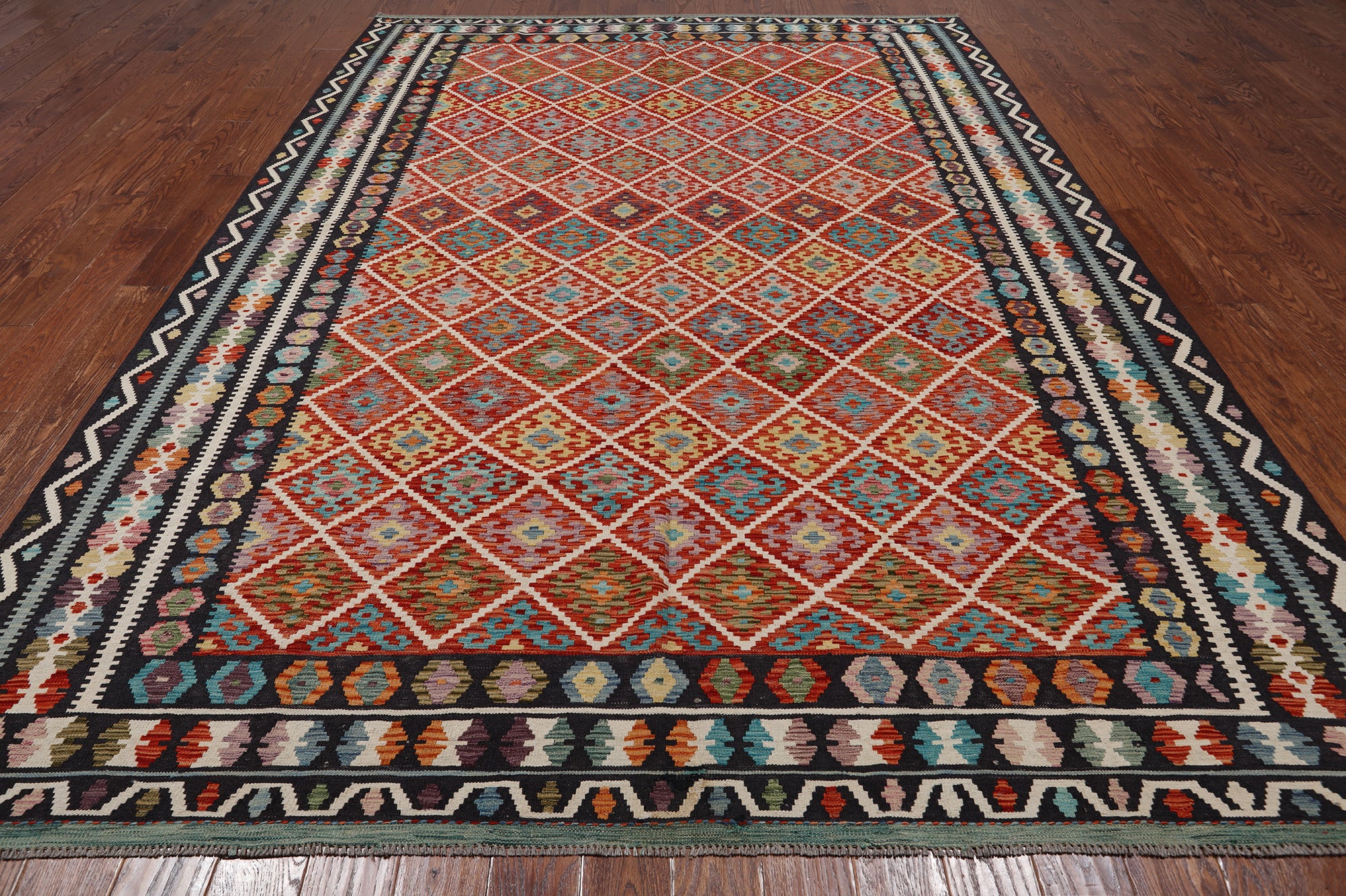 SUPER SALE Reversible Kilim Flat Weave Wool On Wool Rug - 8' 4" X 11' 6"