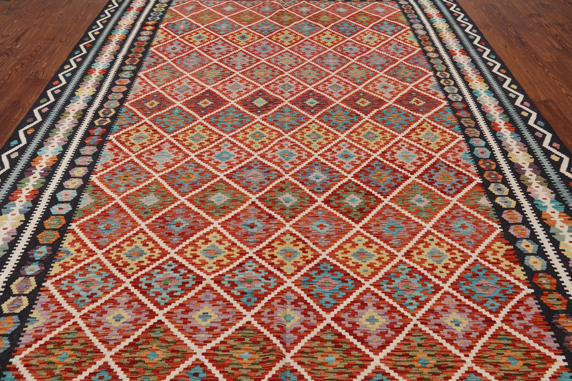 SUPER SALE Reversible Kilim Flat Weave Wool On Wool Rug - 8' 4" X 11' 6"