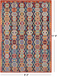 SUPER SALE Reversible Kilim Flat Weave Wool On Wool Rug - 8' 2" X 11' 5"