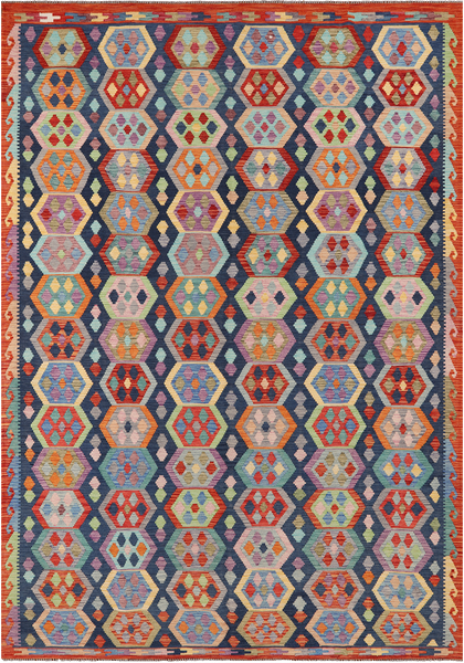 SUPER SALE Reversible Kilim Flat Weave Wool On Wool Rug - 8' 2" X 11' 5"