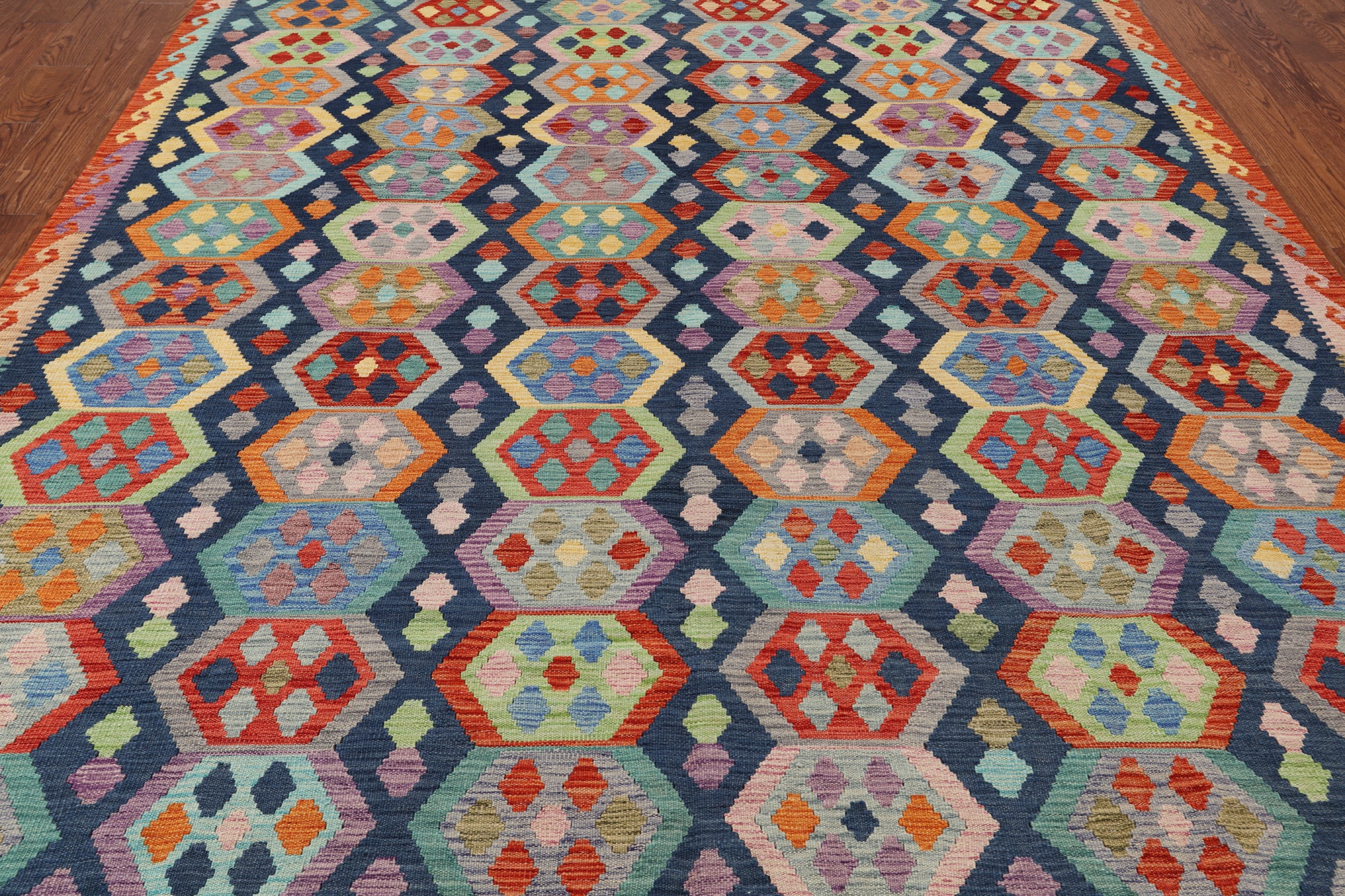SUPER SALE Reversible Kilim Flat Weave Wool On Wool Rug - 8' 2" X 11' 5"
