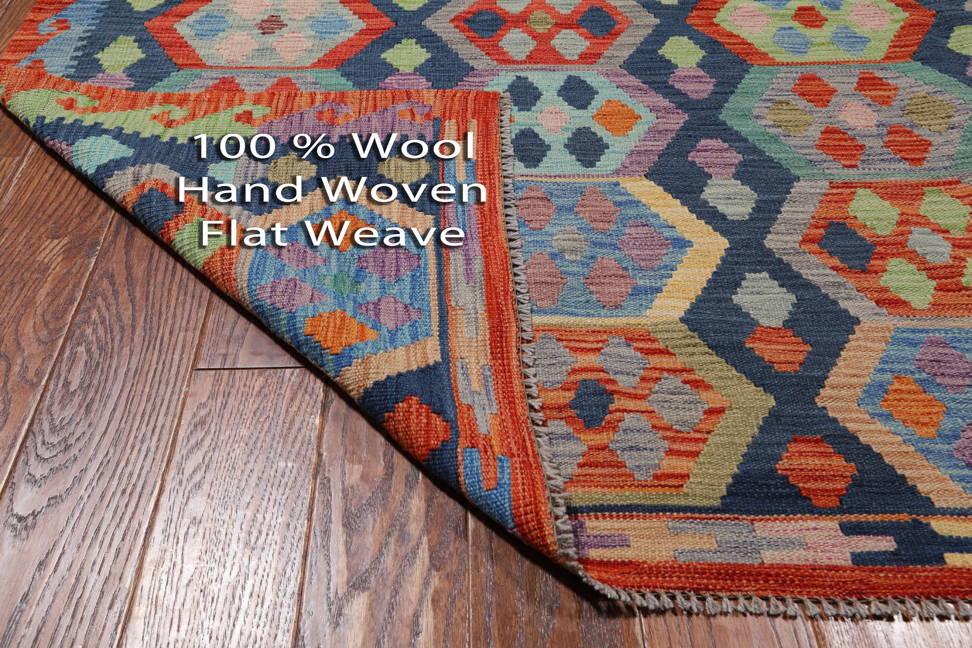 SUPER SALE Reversible Kilim Flat Weave Wool On Wool Rug - 8' 2" X 11' 5"