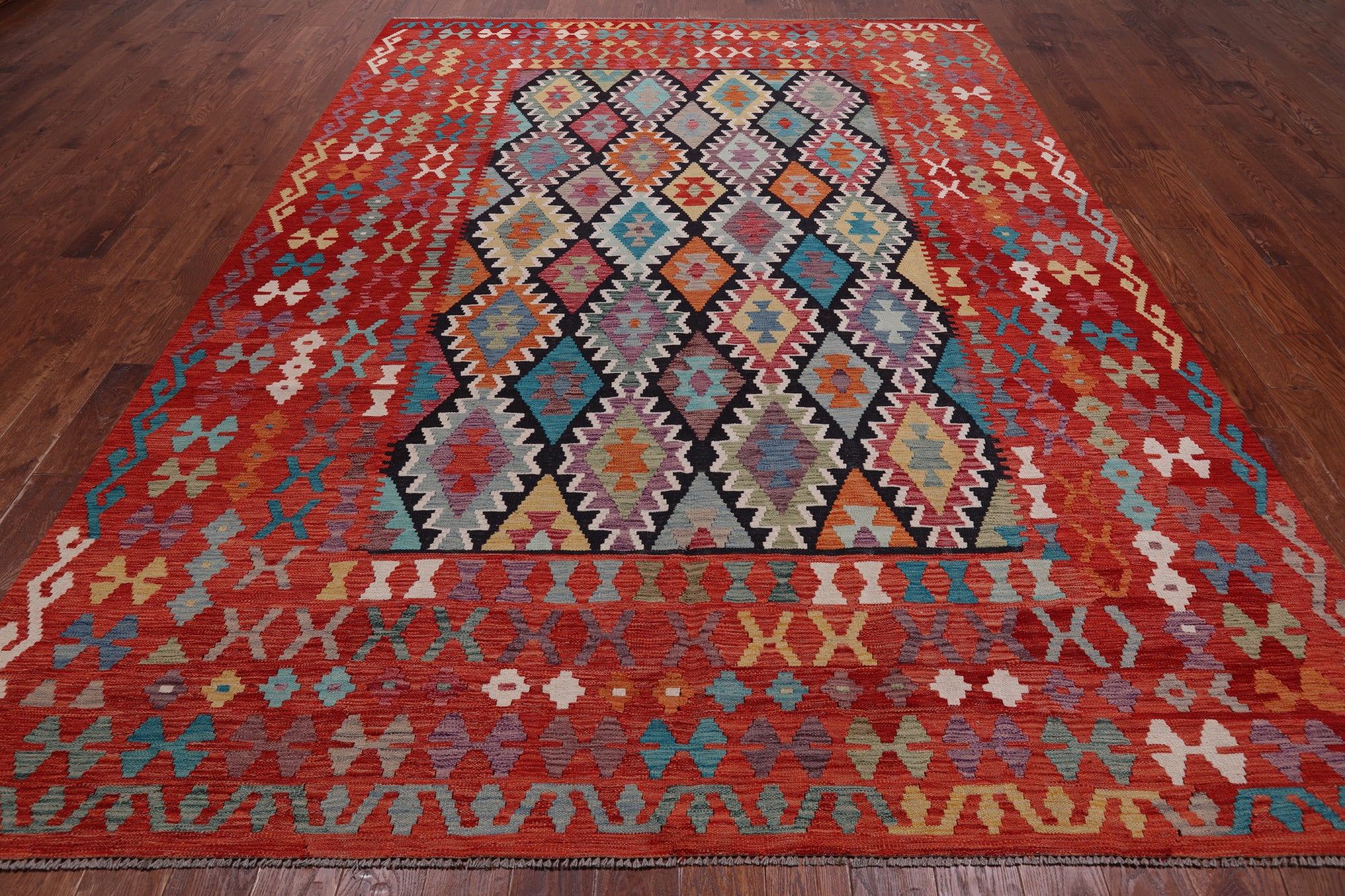 SUPER SALE Reversible Kilim Flat Weave Wool On Wool Rug - 8' 6" X 11' 1"