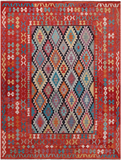 SUPER SALE Reversible Kilim Flat Weave Wool On Wool Rug - 8' 6" X 11' 1"