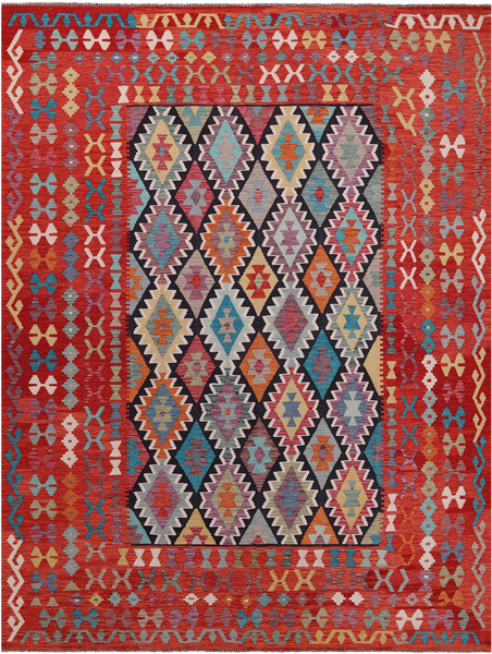 SUPER SALE Reversible Kilim Flat Weave Wool On Wool Rug - 8' 6" X 11' 1"