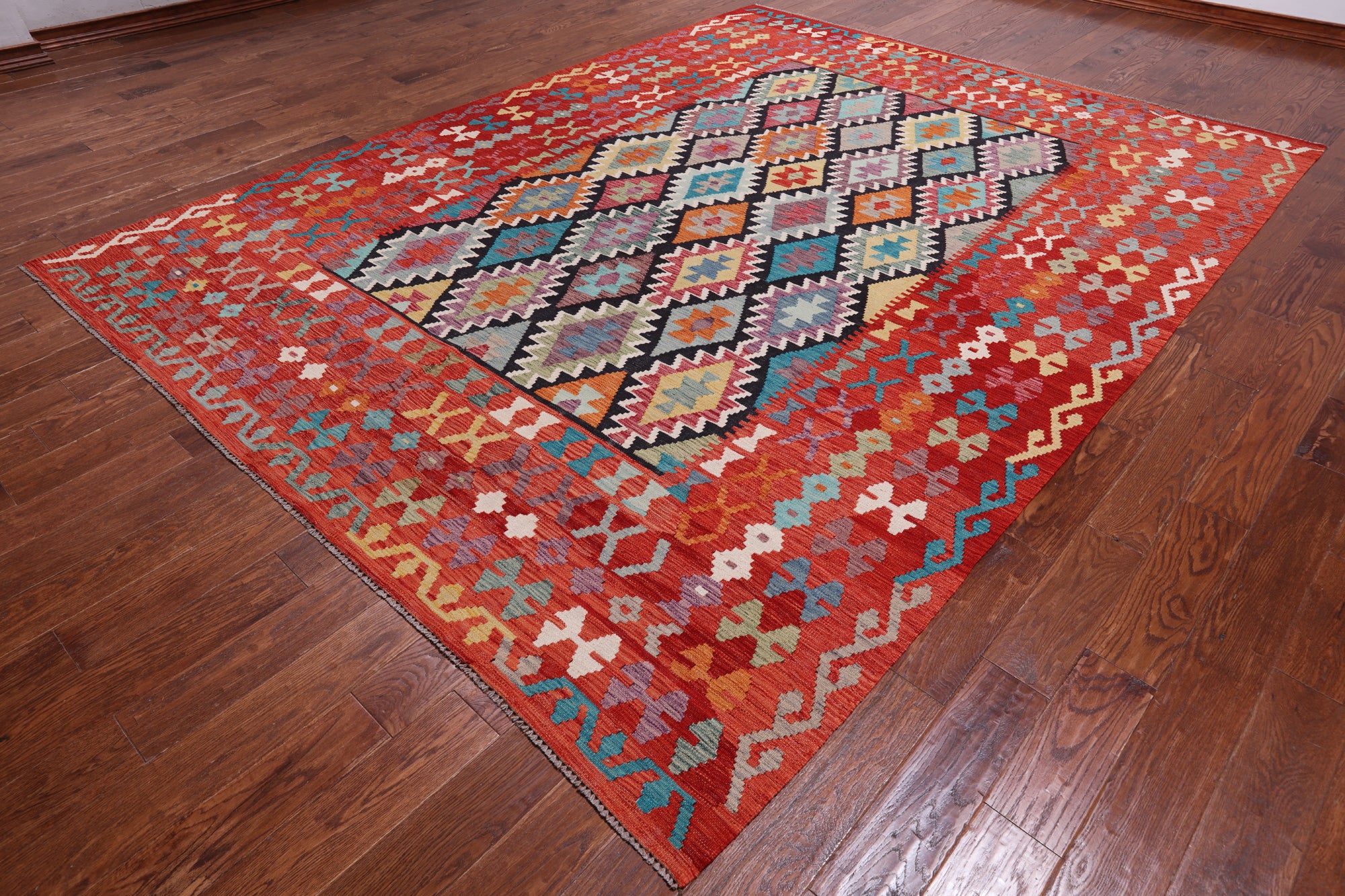 SUPER SALE Reversible Kilim Flat Weave Wool On Wool Rug - 8' 6" X 11' 1"