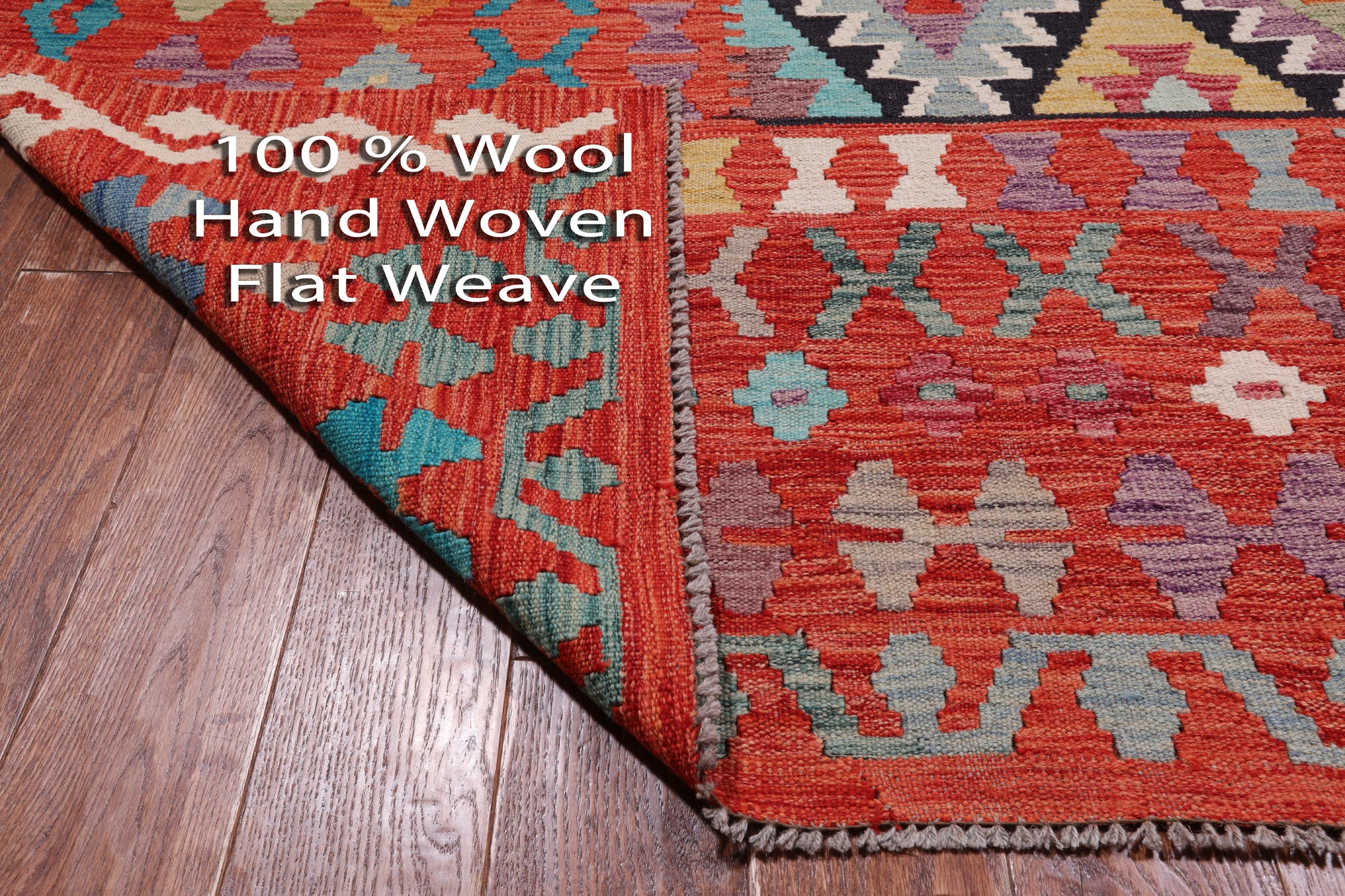 SUPER SALE Reversible Kilim Flat Weave Wool On Wool Rug - 8' 6" X 11' 1"