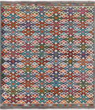 SUPER SALE Reversible Kilim Flat Weave Wool On Wool Rug - 8' 3" X 9' 5"