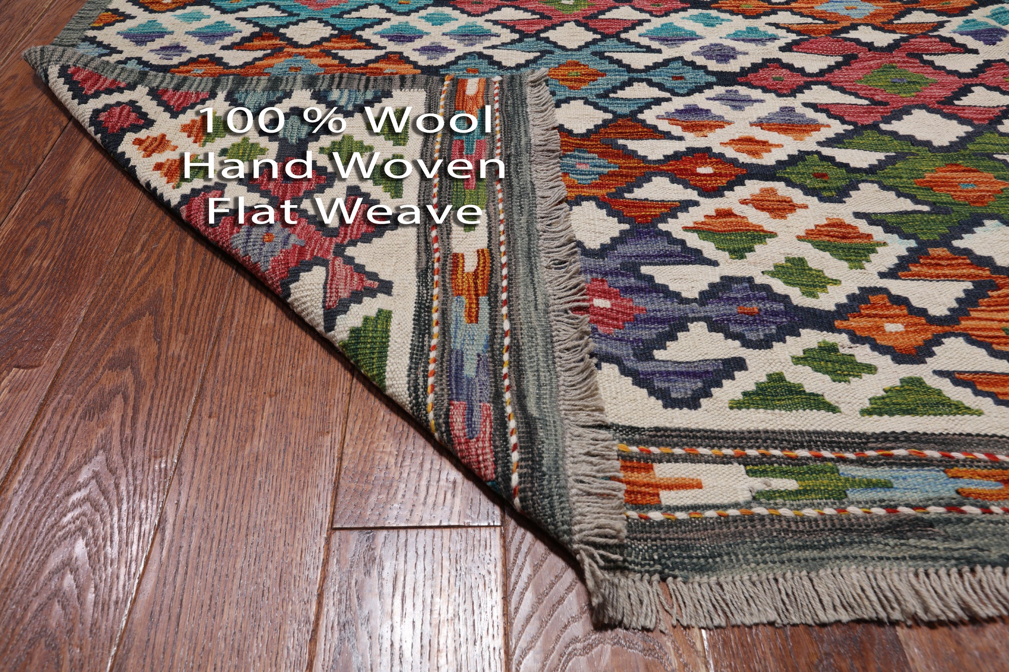 SUPER SALE Reversible Kilim Flat Weave Wool On Wool Rug - 8' 3" X 9' 5"