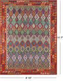 SUPER SALE Reversible Kilim Flat Weave Wool On Wool Rug - 8' 10" X 11' 7"