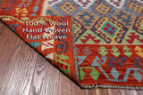 SUPER SALE Reversible Kilim Flat Weave Wool On Wool Rug - 8' 10" X 11' 7"