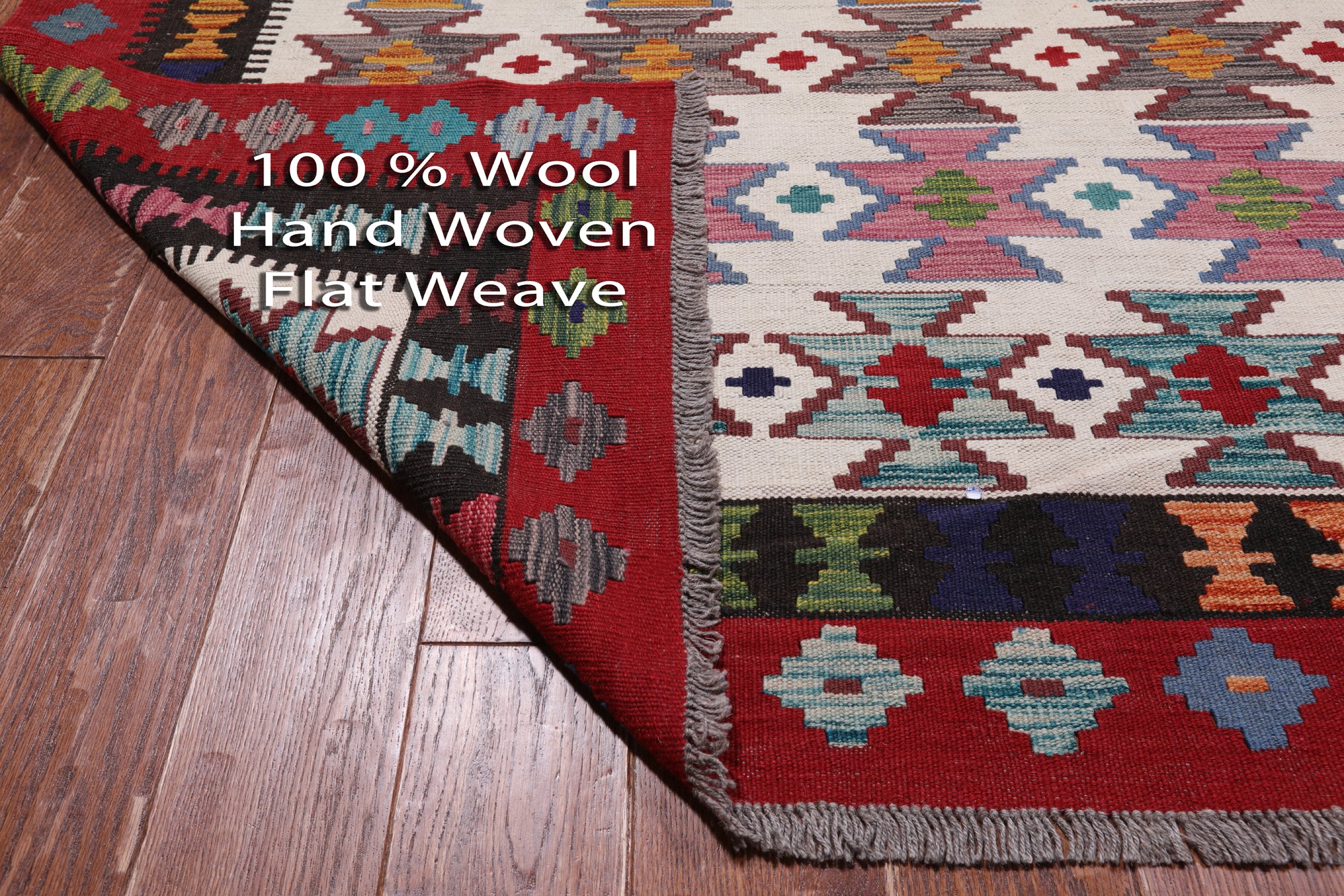 SUPER SALE Reversible Kilim Flat Weave Wool On Wool Rug - 9' 10" X 12' 9"
