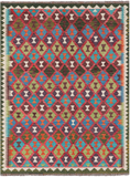 SUPER SALE Reversible Kilim Flat Weave Wool On Wool Rug - 5' 0" X 6' 7"