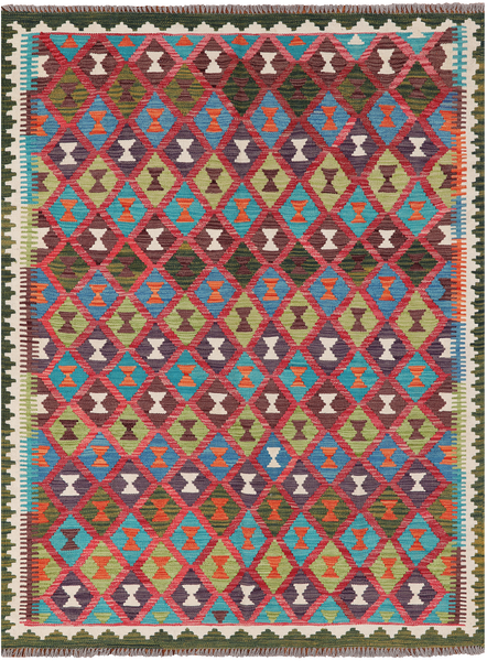 SUPER SALE Reversible Kilim Flat Weave Wool On Wool Rug - 5' 0" X 6' 7"