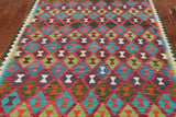SUPER SALE Reversible Kilim Flat Weave Wool On Wool Rug - 5' 0" X 6' 7"