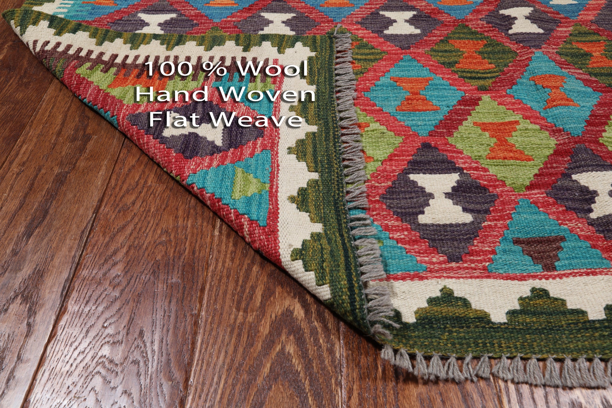 SUPER SALE Reversible Kilim Flat Weave Wool On Wool Rug - 5' 0" X 6' 7"