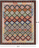 SUPER SALE Reversible Kilim Flat Weave Wool On Wool Rug - 5' 4" X 6' 4"
