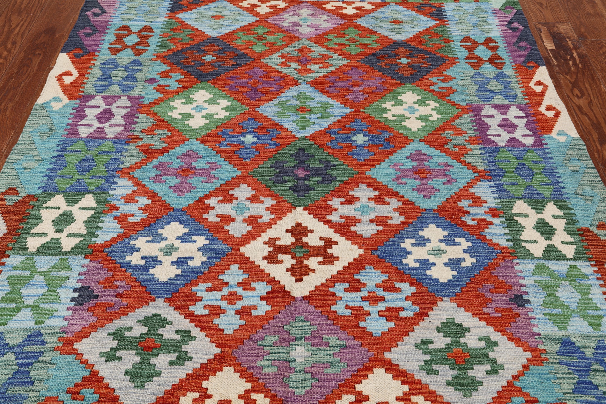 SUPER SALE Reversible Kilim Flat Weave Wool On Wool Rug - 5' 4" X 6' 5"