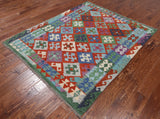 SUPER SALE Reversible Kilim Flat Weave Wool On Wool Rug - 5' 4" X 6' 5"