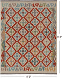 SUPER SALE Reversible Kilim Flat Weave Wool On Wool Rug - 5' 2" X 6' 6"