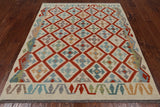 SUPER SALE Reversible Kilim Flat Weave Wool On Wool Rug - 5' 2" X 6' 6"
